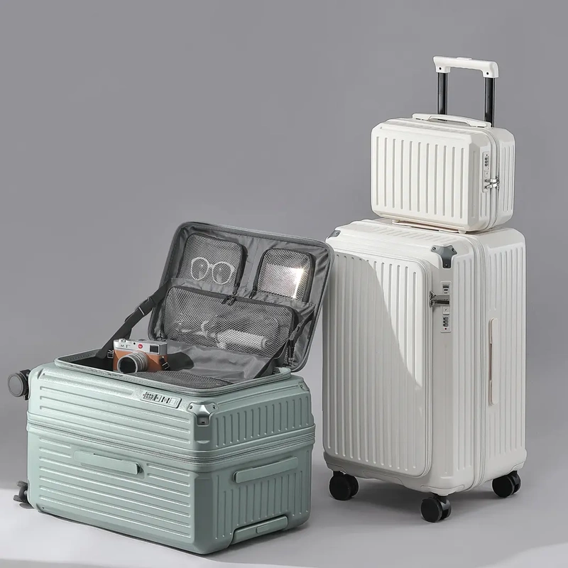 Large Capacity Expandable Five-Wheel Suitcase with Side Opening, Suitable for Men and Women, Carry-On Trolley Case with Combination Lock