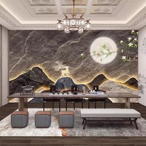 New Chinese style classical background wall panel tea room beauty salon decorative wall panel club Zen bamboo fiber integrated board