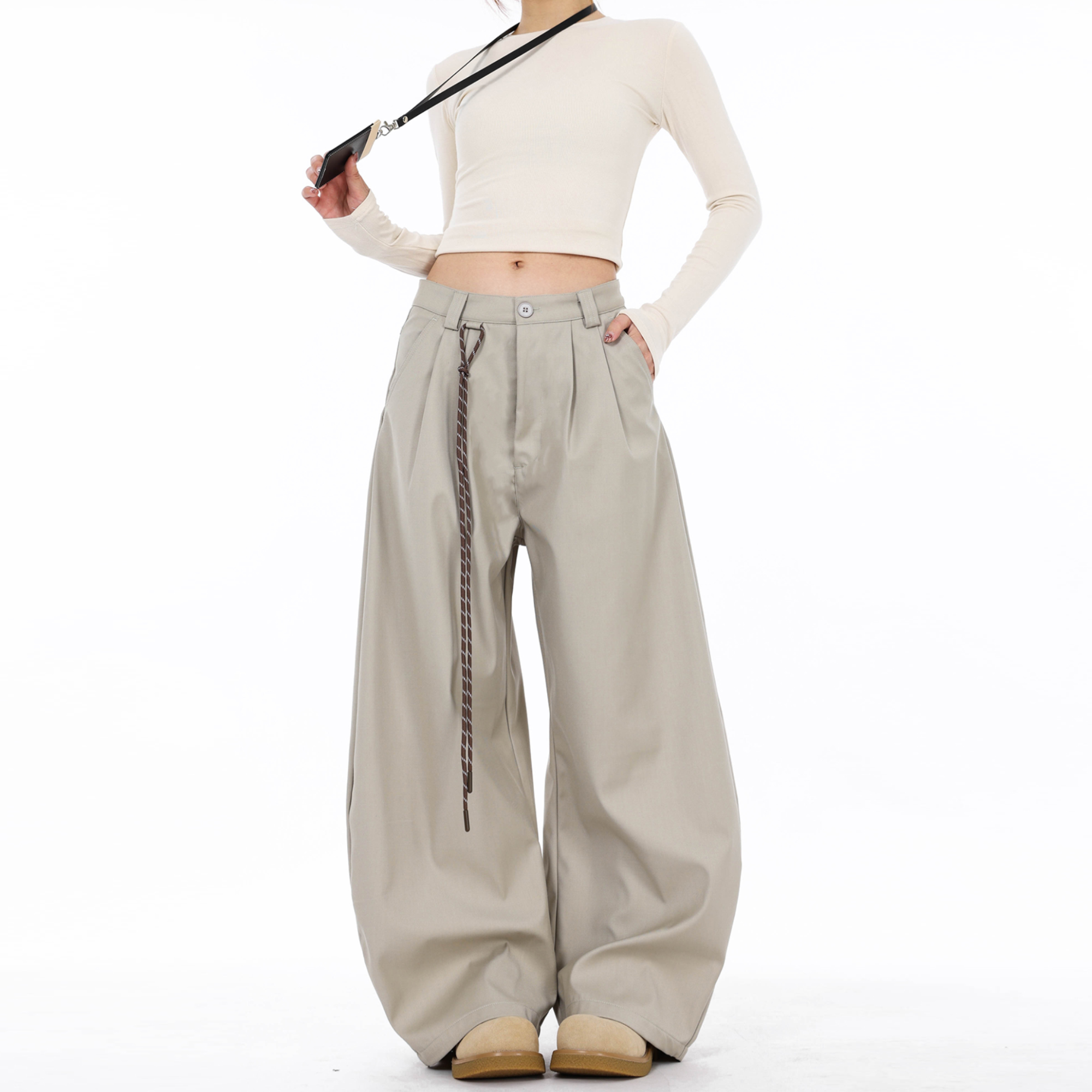 無料のソナタアメリカンクリーンフィットシンプルダブルプリーツドレープシミターパンツメンズ＆レディースワイドレッグシックルパンツ