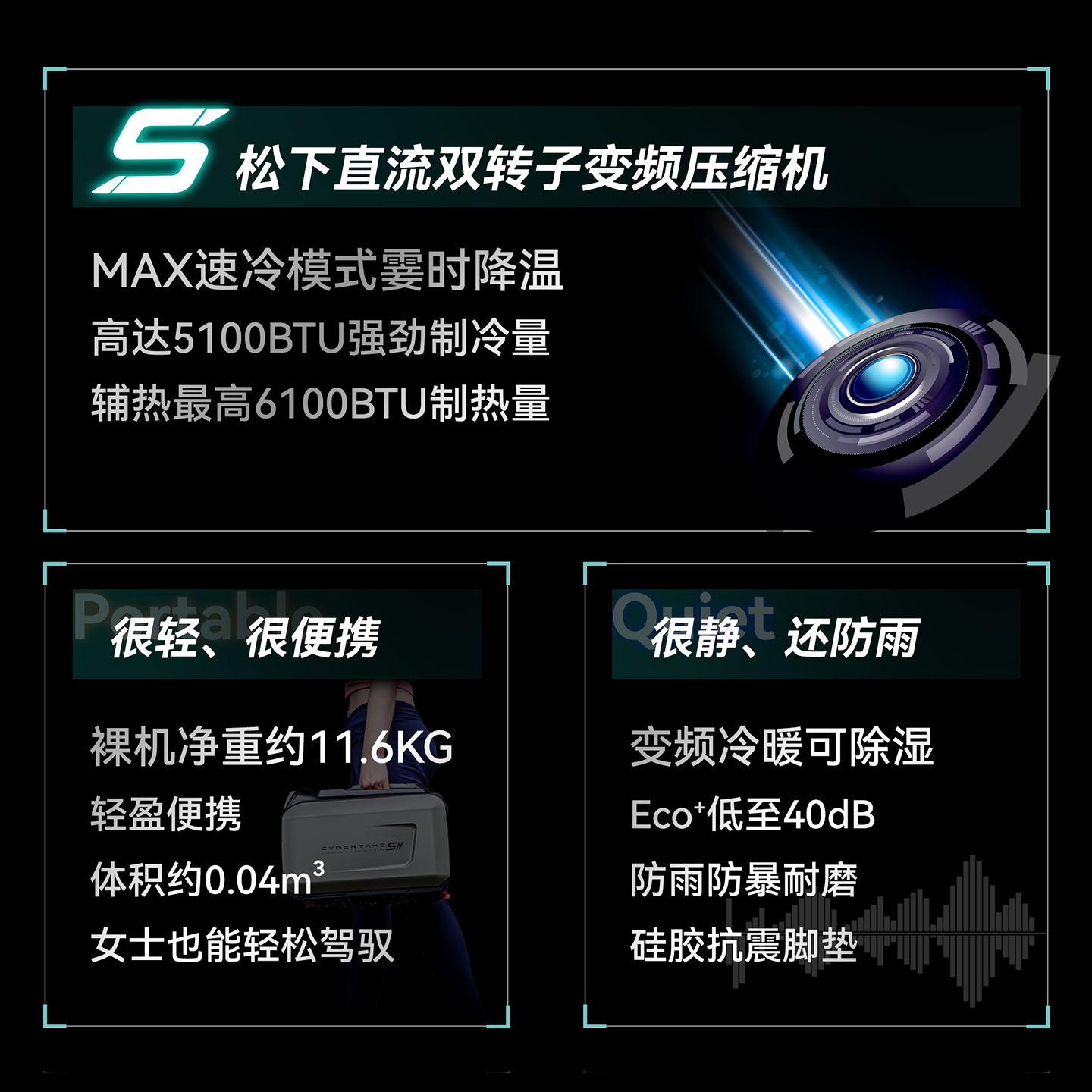 Fourth Space Heating and Cooling All-In-One Portable Mobile Vehicle-Mounted Outdoor Camping 12V24V Parking Heating and Cooling All-In-One Machine