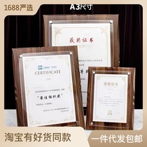 Walnut acrylic creative wooden medal honor certificate authorization letter photo frame A4 certificate of employment letter picture frame