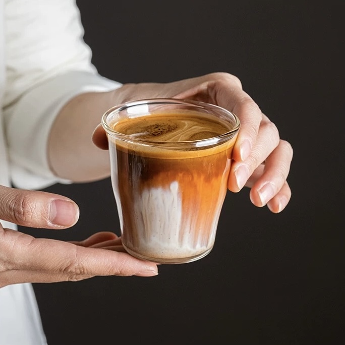 Dirty Coffee Cup, Iced Americano, Heat-Resistant Transparent High Borosilicate Glass Water Cup, ins Japanese-Style Simple Australian White Latte Cup Dirty Coffee Cup, Iced Americano, Heat-Resistant Transparent High Borosilicate Glass Water Cup, ins Japanese-Style Simple Australian White Latte Cup