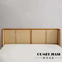 Factory promotes Nordic solid wood original simple modern rattan bed design bed master bedroom 8 meters small apartment double wooden wedding 1