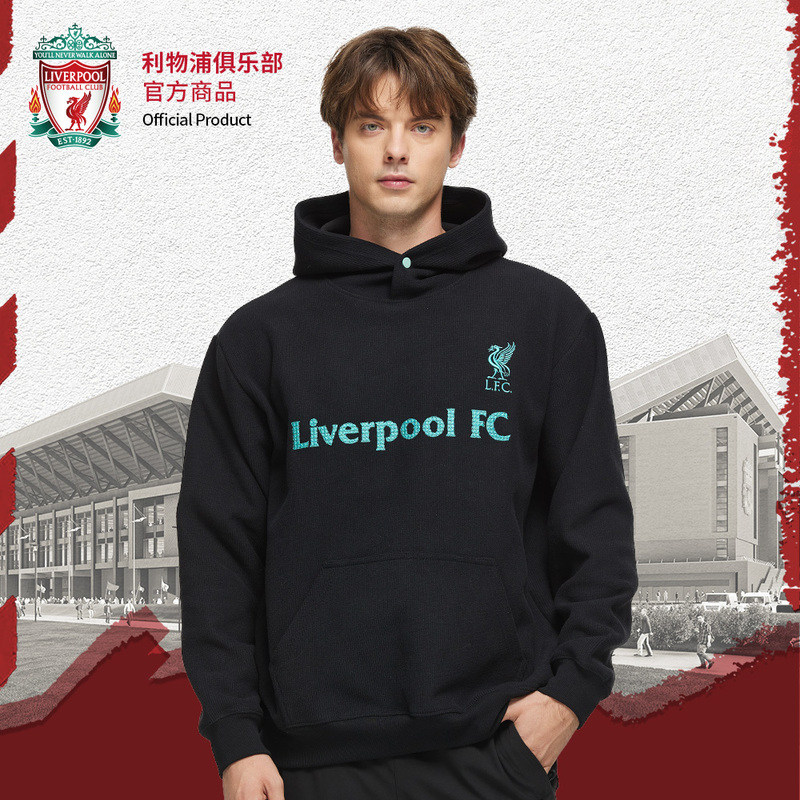 [Official Authentic] Liverpool Club |   Black and Green Sports Casual Hooded Sweatshirt Fans Autumn and Winter Plus Velvet