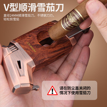 Cigar scissors three-in-one lighter multifunctional two-in-one V-shaped cigar scissors visible air chamber inflatable lighter