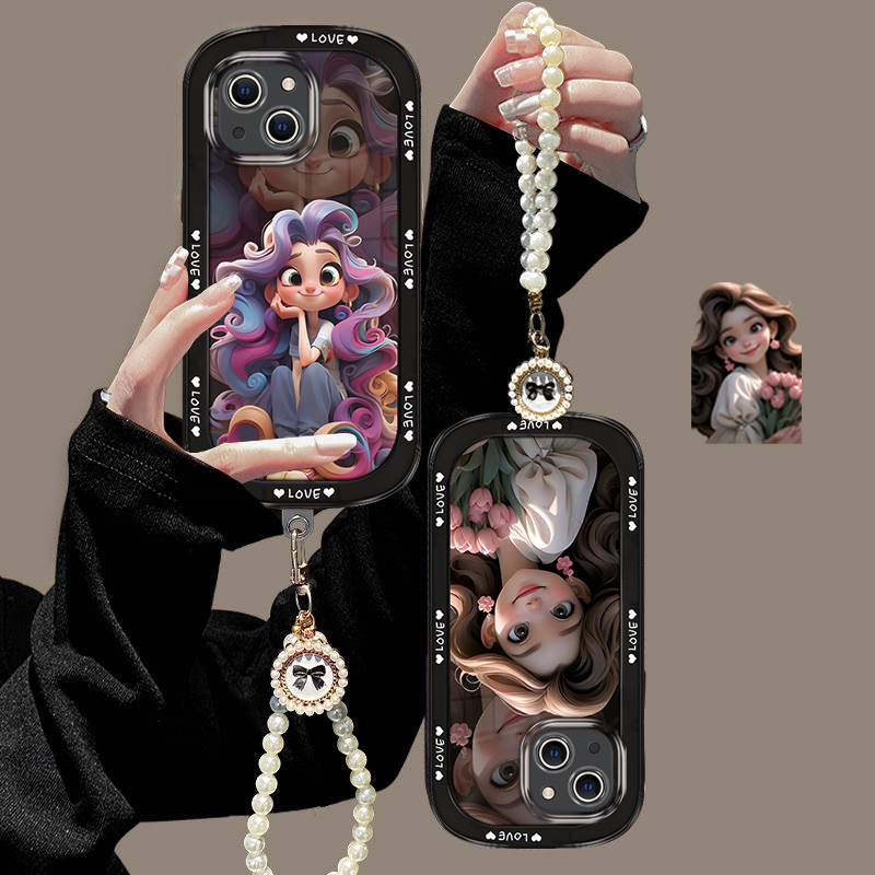 Suitable for Apple 14 Phone Case Curly Hair Girl iPhone 13 Pro New Model 12 Mini Silicone Matte Anti-Drop 11 Shield XS Max High-End Xr Cartoon Girl 8 Plus Trendy 7P Full Cover 6 Trendy