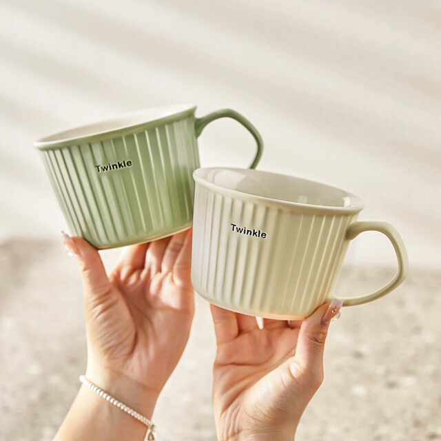 Japanese Imported Mujie Large-Capacity Breakfast Cup, Simple Mug, Household Oatmeal Cup, Milk Cup, Ceramic Cup