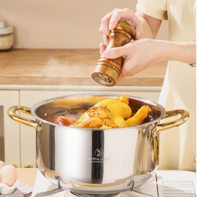 German Imported Small Steamer Pot 316 Stainless Steel Small Household Steaming and Cooking Pot Thickened Double-Layer with Steamer Basket Induction Cooker Pot