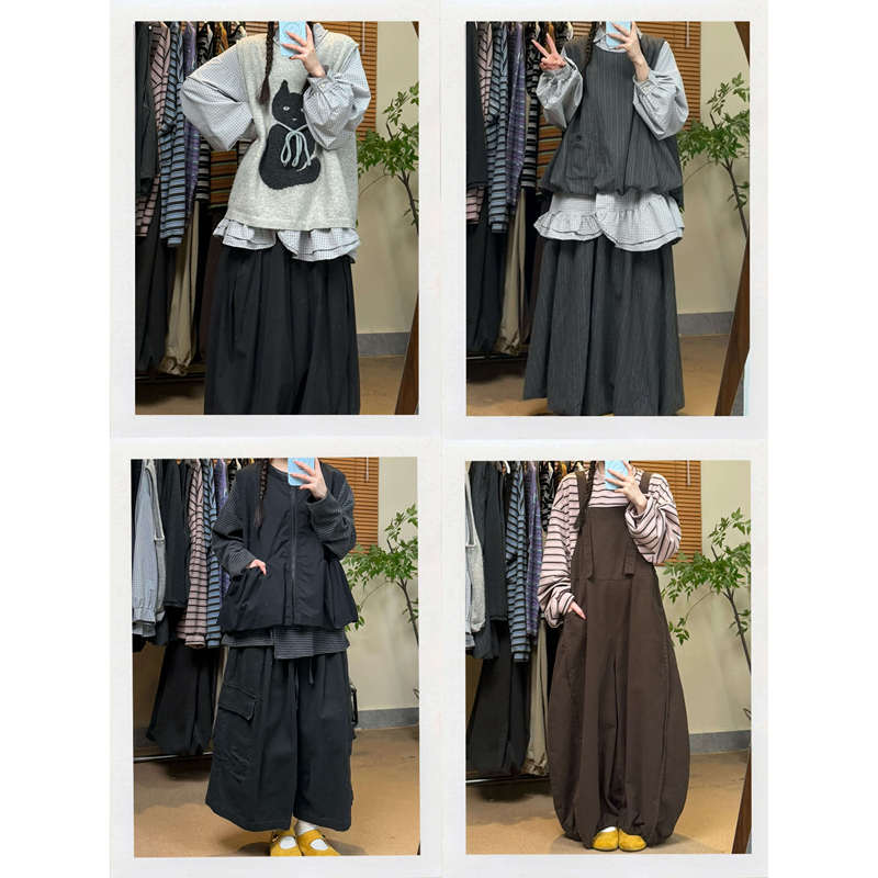 Muguo【601-734】Japanese-Style Autumn New Collection of Artistic Vests, Shirts, and Pants Series