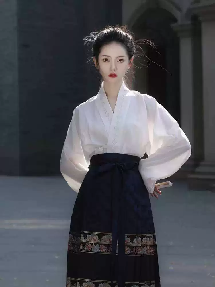 КОНСКОГО ЛИЦА ЮБКА ДВА ПРЕДМЕТА КОСТЮМ Улучшенный Hanfu Платье