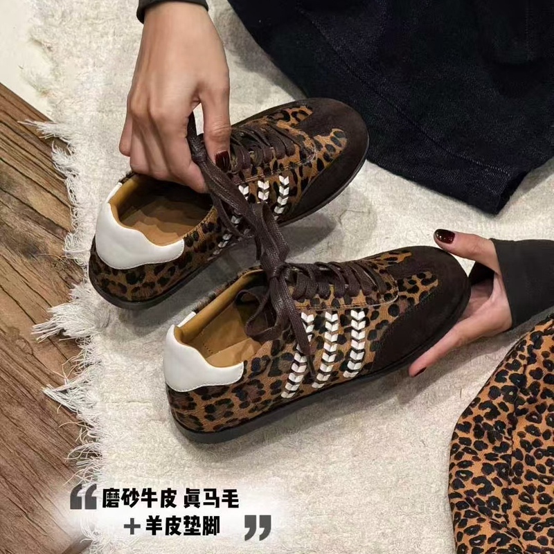 Genuine Leather Leopard Print German Training Shoes for Women, 2026 Autumn New Fashion Versatile Lightweight Leopard Print Casual Sports Soft-Soled Shoes Genuine Leather Leopard Print German Training Shoes for Women, 2026 Autumn New Fashion Versatile Lightweight Leopard Print Casual Sports Soft-Soled Shoes