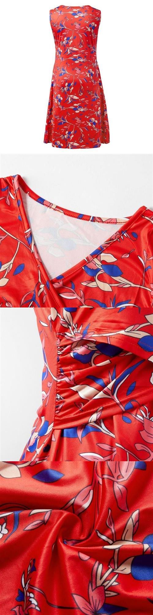 Women maternity dress red pregnancy clothes Big Size 3