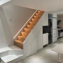 Stair Treads Solid Wood Stair Steps Cement Steel Structure Stairs Solid Wood Treads Boards Red and White Oak