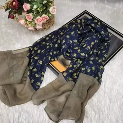 2023 Autumn and Winter Fashion Artistic Floral Scarf Versatile Ethnic Style Retro Long Sunscreen Shawl Outerwear Silk Scarf for Women