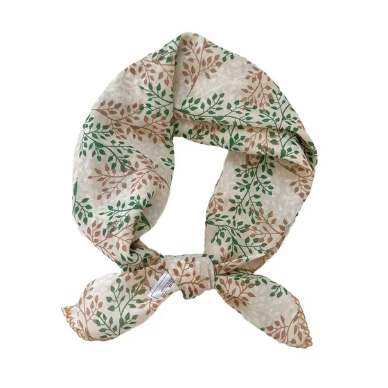 Silk Scarf for Women, Original Design, Cute Cat, Pure Cotton Square Scarf, Korean Style, Versatile, Sun Protection, Headscarf, Neck Protector, Spring and Summer
