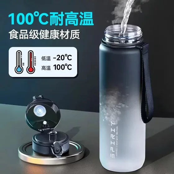 Sports Water Bottle for Men, New Model 2024, Portable, Student-Specific, High-Temperature Resistant Plastic Water Bottle, Large Capacity Cup for Girls