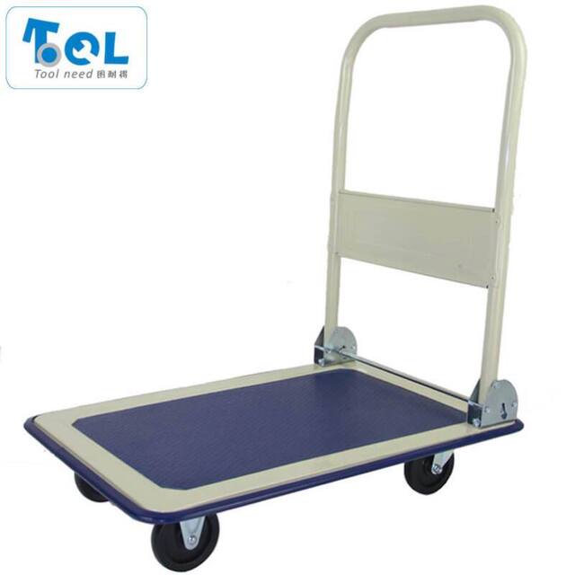 Tunide Folding Handcart Ultra-Quiet Flatbed Cart, Pull Cart, Trailer, Push Cart, Yellow Large and Small Sizes