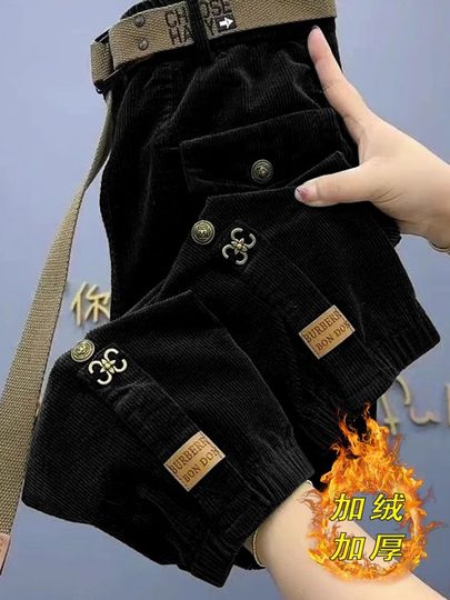 外贸出口专柜清仓捡漏灯芯绒裤子女秋冬条绒哈伦裤百搭束脚萝卜裤