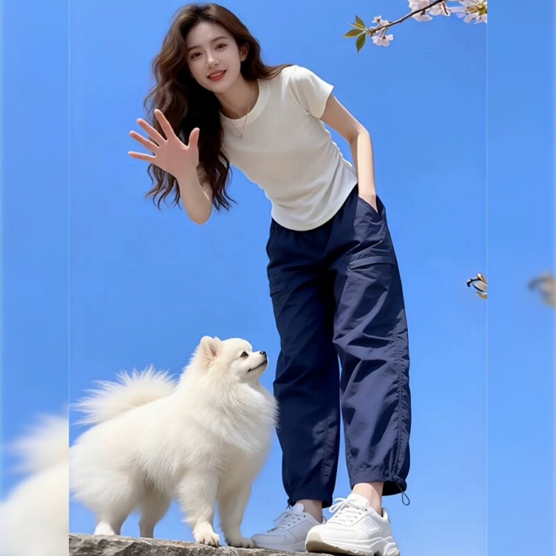 Ice Silk Quick-Dry Sports Pants for Women, Summer Thin Style 2026 New Model, Loose Casual Cropped Harem Pants