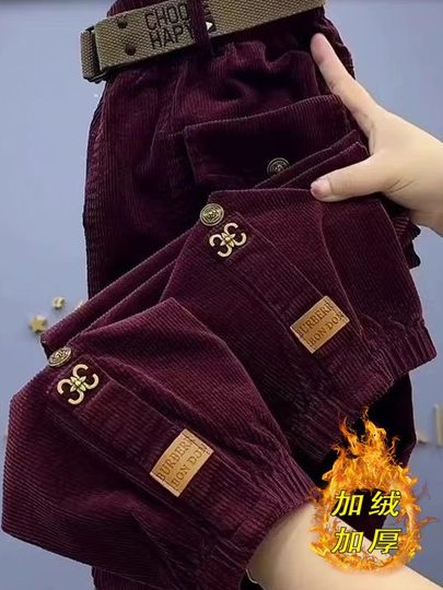 外贸出口专柜清仓捡漏灯芯绒裤子女秋冬条绒哈伦裤百搭束脚萝卜裤