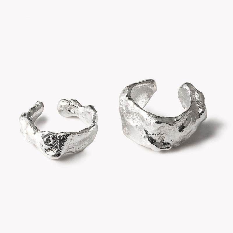 Silver Earrings with a Cool and Minimalist Design, Niche Design Earrings with a High-End Feel, Ear Cuffs for Non-Pierced Ears, Elegant Ear Accessories