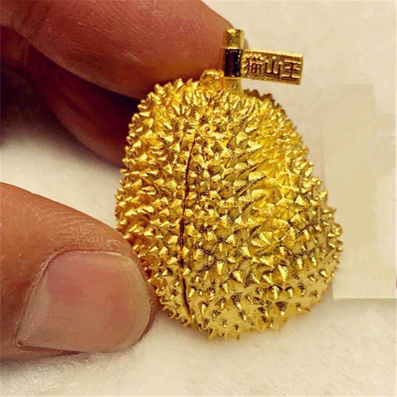 Gold Durian Pendant Necklace, Detachable, Fashionable and Creative, Color-Preserving Gold-Plated Musang King Clavicle Chain, Qixi Festival Gift