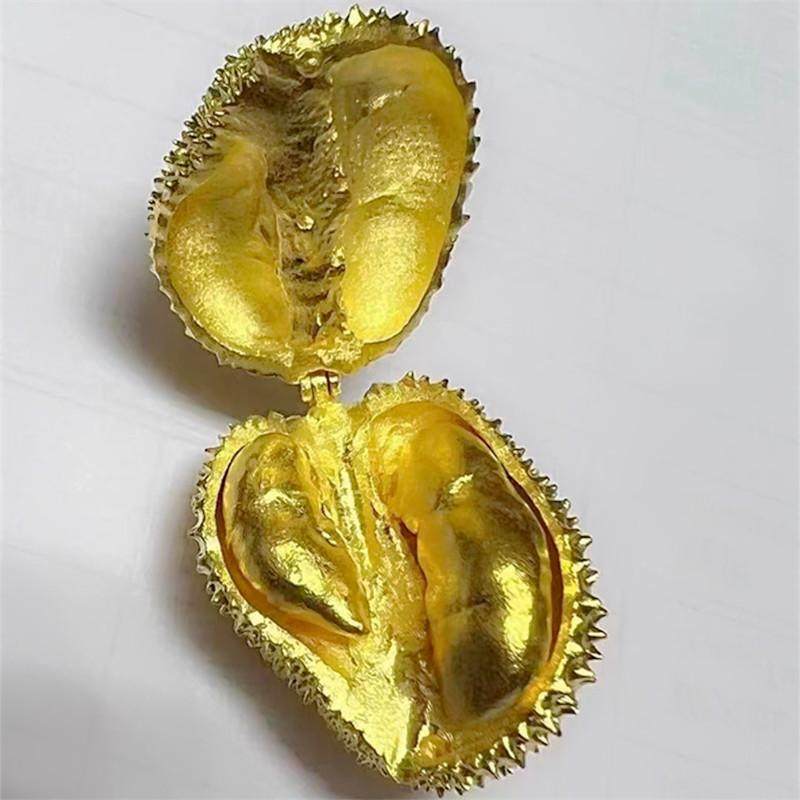 Gold Durian Pendant Necklace, Detachable, Fashionable and Creative, Color-Preserving Gold-Plated Musang King Clavicle Chain, Qixi Festival Gift