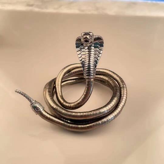 Adjustable Snake-Shaped Necklace with a Cool Dark Design, European and American Hip-Hop Bracelet, Versatile Snake Hip-Hop Accessory