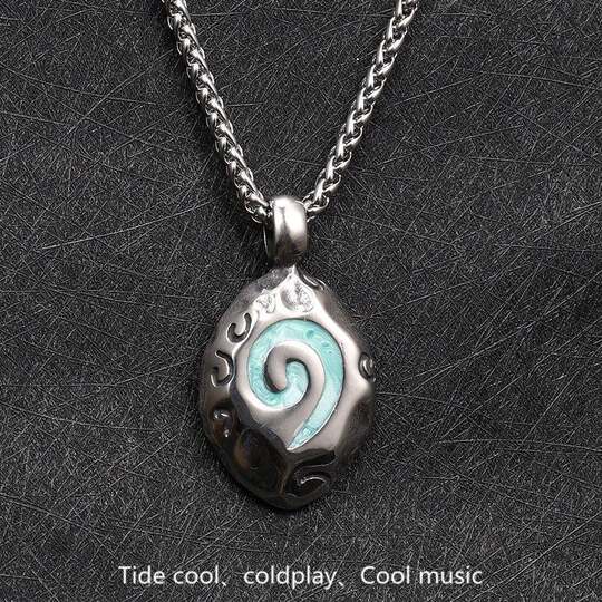 European and American Street Style Hearthstone Men's Necklace Titanium Steel World of Warcraft Trendy Pendant Retro Non-Fading