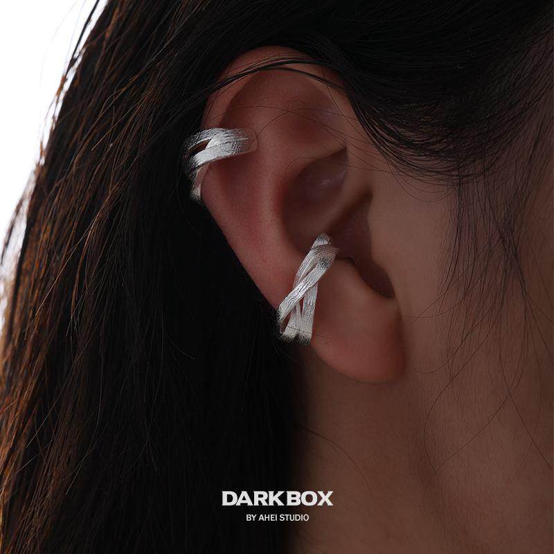 Wild Entanglement Series S925 Silver Brushed Twisted Line Ear Clip, Sold Individually