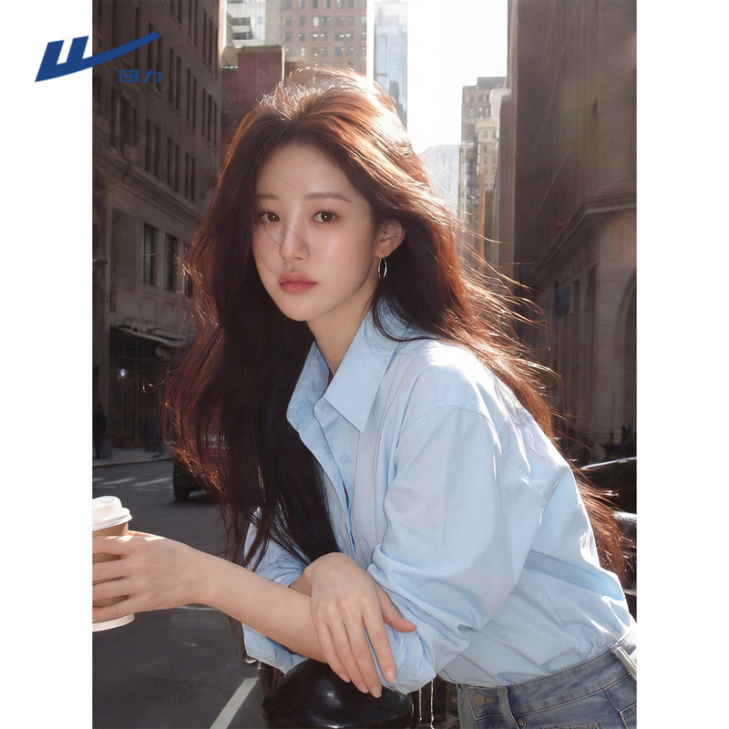 Pull Back Blue Long-Sleeved Shirt for Women 2026 Spring and Summer New Thin Coat Ice Silk Cool Feeling Shirt Sun Protection Clothing Top F