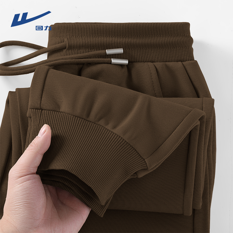 Pull-Back Pants for Men, Loose Fit, New Coffee-Colored Casual Pants, Spring and Autumn Sweatpants, Trendy Textured Men's Sports Jogger Pants