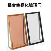 High-end minimalist light luxury tempered glass flat opening wardrobe door customized narrow edge aluminum frame wine cabinet bookcase sideboard door tea