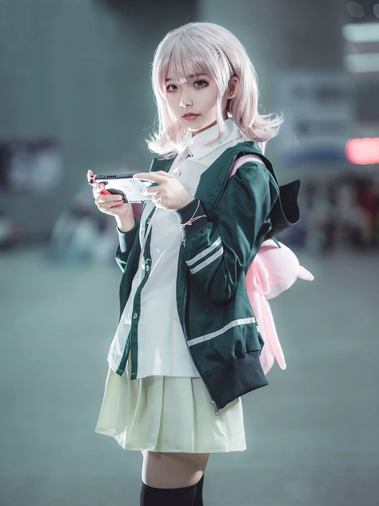弹丸论破2七海千秋cos服动漫女角色cosplay装!JK制服绿色超还原,穿上秒变希望之峰学园优等生!_Cosplay女装_淘宝游戏网