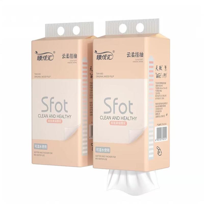 Hanging-Style Large Pack of Tissue Paper, Portable Household Toilet Paper, Flat Toilet Paper, Whole Box of Pull-Out Hand Wipes, Wholesale