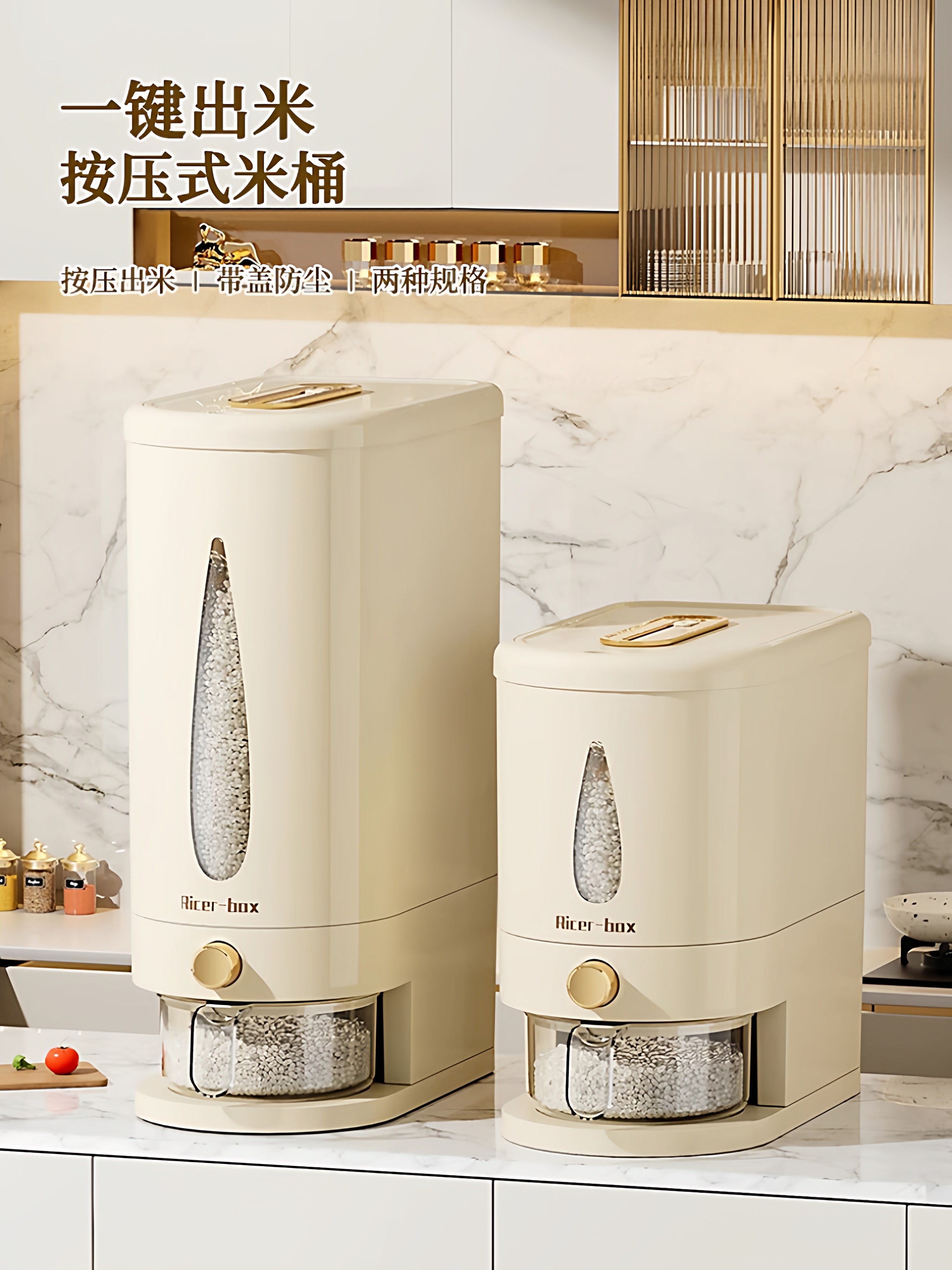 Japanese Press-Type Rice Container for Home Use, 2025 New Model, Insect-Proof, Moisture-Proof, Sealed Rice Storage Tank, Food-Grade Rice Box
