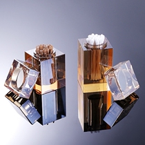 Japan imported MUJIE high-end household crystal glass toothpick box with lid light luxury and simple cotton swab bucket cotton swab tube