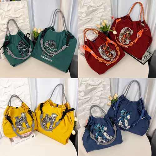 高圆圆同款ball chain日系刺绣环保购物袋大容量手提斜挎肩背女包