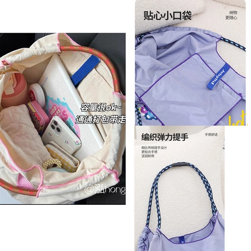 Большой японский нейлоновый шоппер, сумка на одно плечо, с вышивкой