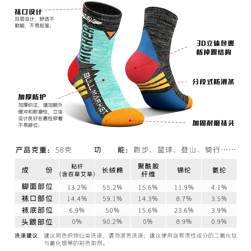 Баскетбол men's спортивные антибактериальные knee носки средней длины, для бега