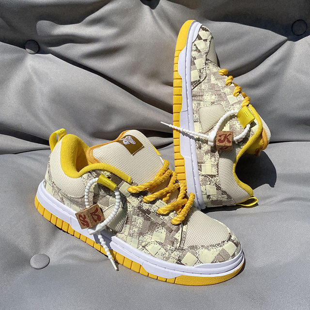 Wanshi bread shoes black low-top thick tongue fat shoes men's and women's shoes large size sports and leisure skateboard shoes