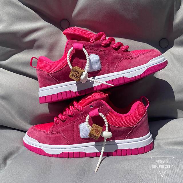 Wanshi bread shoes dragon fruit low-cut thick tongue fat shoes for men and women couples large size sports sneakers