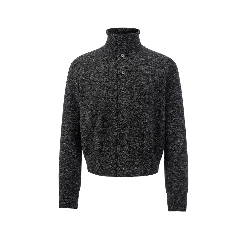 Dm Tenacious Lazy-Style Floral Yarn Wool Blend Knit Half-Turtleneck Sweater Versatile Old Money Cardigan