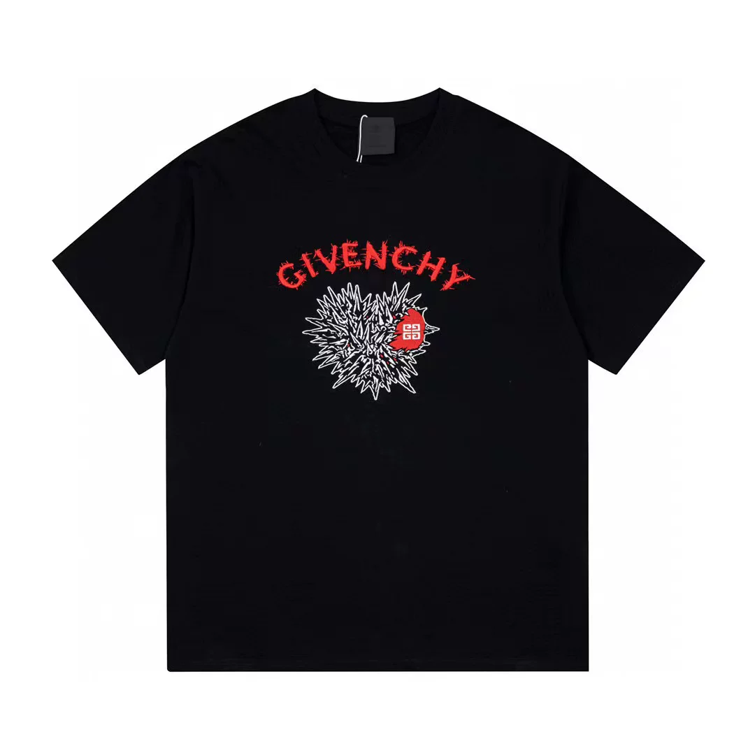 Givenchy, хлопковая летняя футболка для отдыха с круглым вырезом, свободный крой