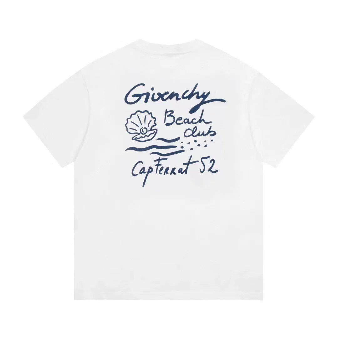 Givenchy, хлопковая летняя футболка для отдыха с круглым вырезом, свободный крой