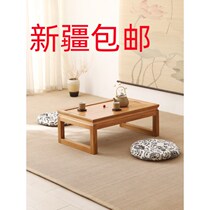 Xinjiang Japanese style bay window table solid wood tatami table coffee table small kang table household Internet celebrity low table elm tea