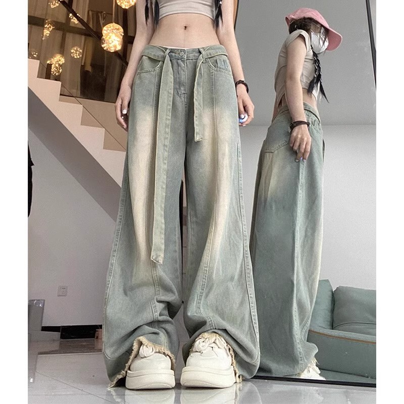 Extra Large Size 150kg American Retro Vibe Jeans for Men and Women, Summer Thin Loose Bf Drape Wide-Leg Pants 2