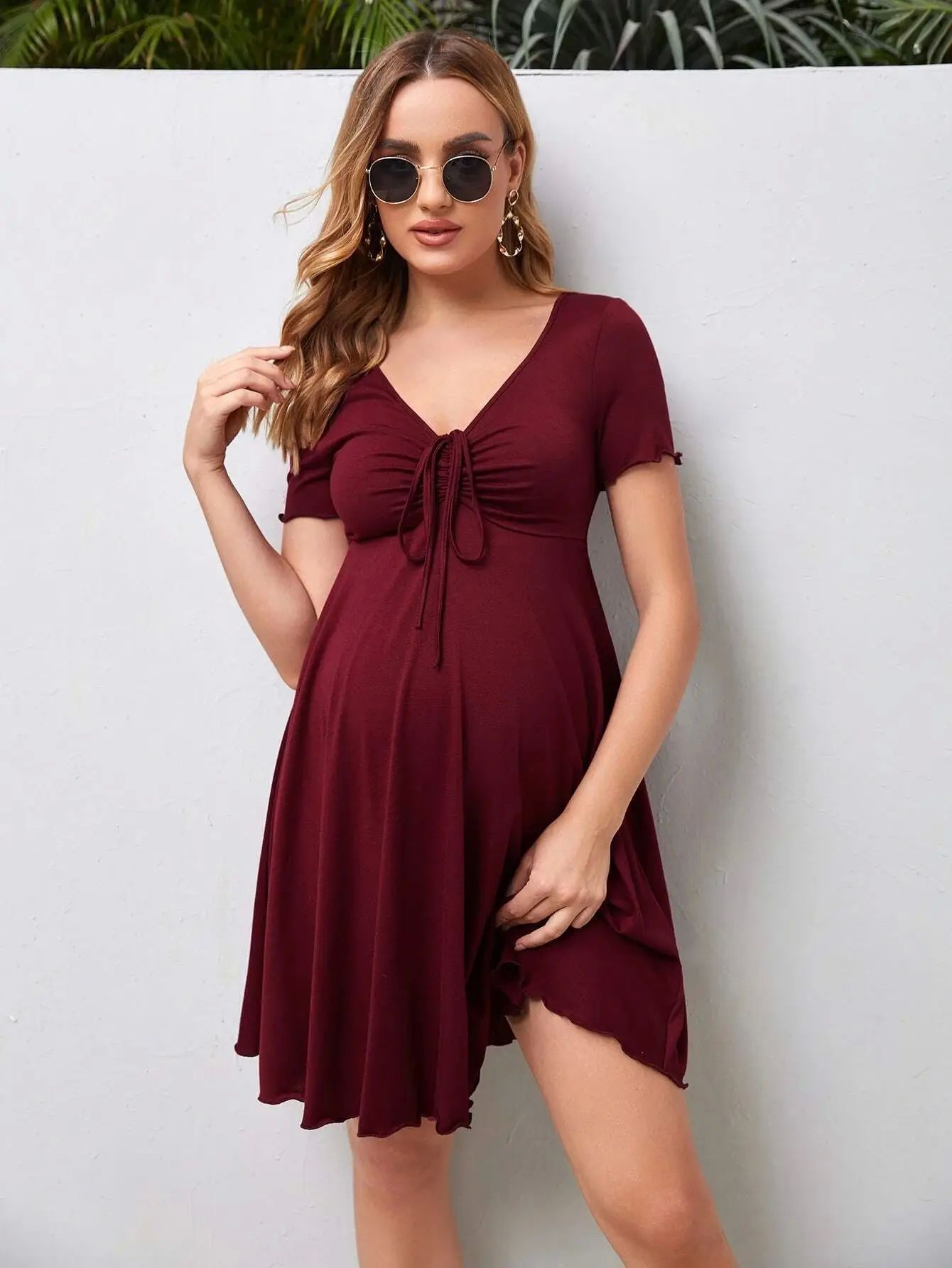Maternity Drawstring Dress Maternity Clothes Summer Casual 2 O1CN01yE5dFU2JW527o5B5l !!2215781349428