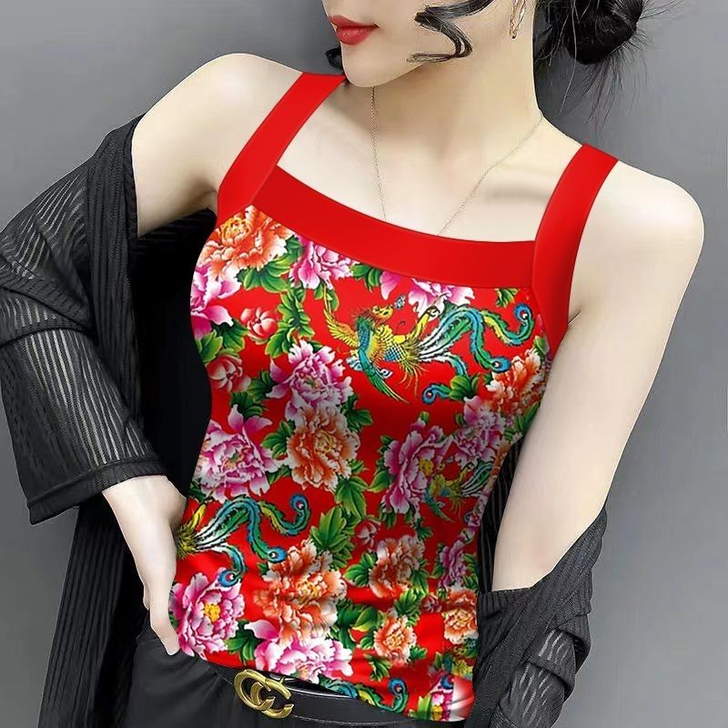 2026 Retro Floral Ethnic Camisole for Women, Slim Fit, Versatile, Summer Hot-Selling Trendy Fashion, Northeastern Large Floral Pattern 2026 Retro Floral Ethnic Camisole for Women, Slim Fit, Versatile, Summer Hot-Selling Trendy Fashion, Northeastern Large Floral Pattern