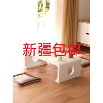 Xinjiang solid wood tatami coffee table bay window table white European small table balcony small coffee table Japanese style low table